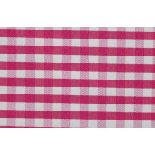 Rose/White Checks Twill CVC Yarn Dyed Fabric Shirting